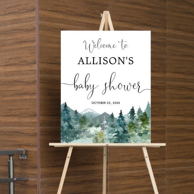 Rustic mountains forest baby shower welcome sign (Creator Uploaded)