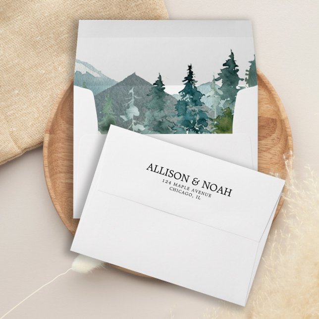 Rustic mountains forest envelopes for 5x7 card (Creator Uploaded)