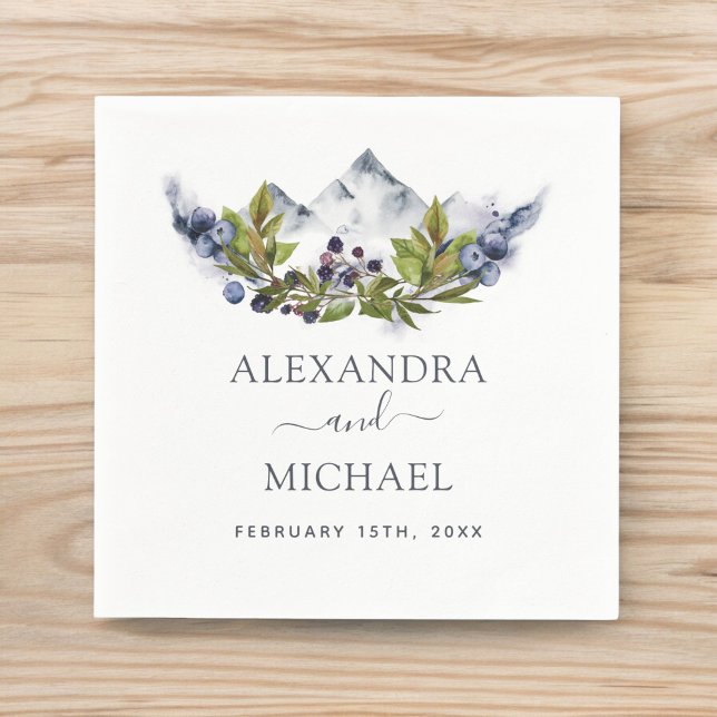 Rustic Mountains Forest Watercolor Modern Napkin (Creator Uploaded)