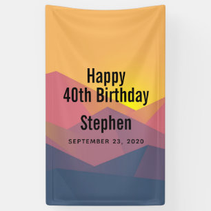 Rustic Mountains Geometric Minimalist Birthday Banner