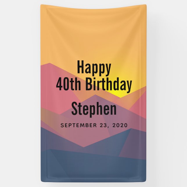 Rustic Mountains Geometric Minimalist Birthday Banner (Vertical)