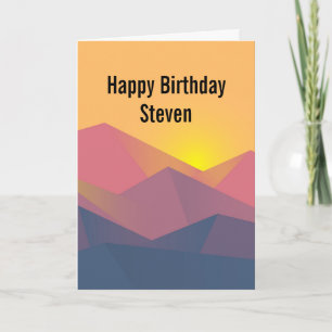 Rustic Mountains Geometric Minimalist Birthday Card