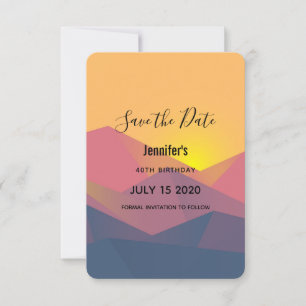 Rustic Mountains Geometric Minimalist Birthday Save The Date