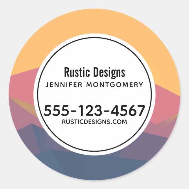 Rustic Mountains Geometric Minimalist Business Classic Round Sticker (Front)