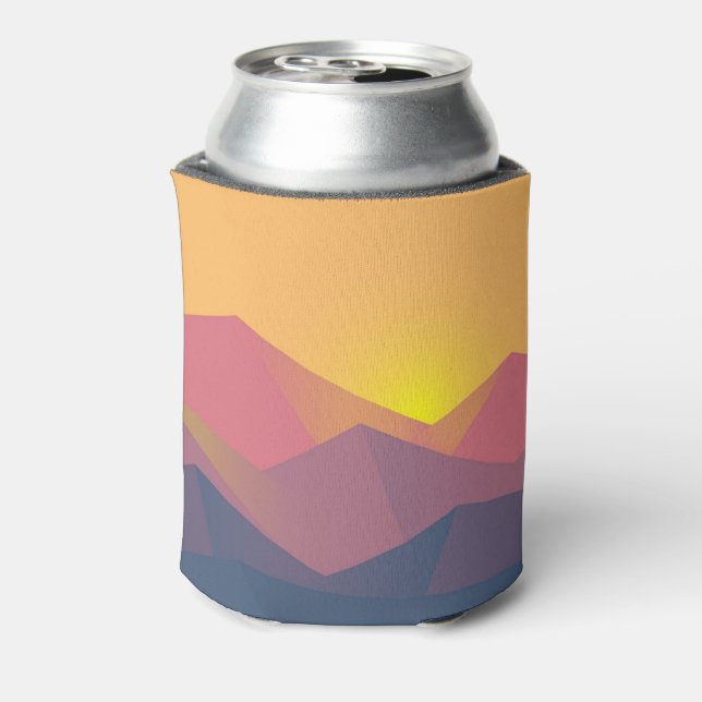 Rustic Mountains Geometric Minimalist Can Cooler (Can Back)