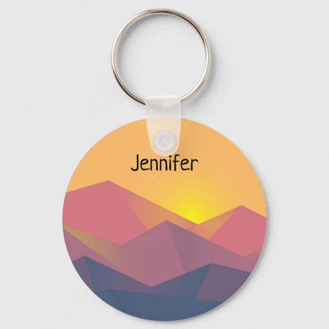Rustic Mountains Geometric Minimalist Key Ring (Front)
