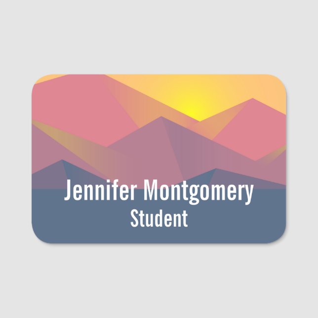 Rustic Mountains Geometric Minimalist Name Tag (Front)