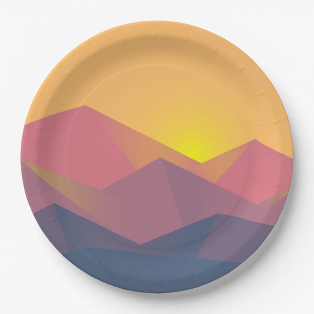 Rustic Mountains Geometric Minimalist Paper Plate (Front)
