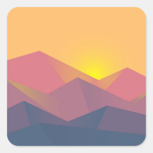 Rustic Mountains Geometric Minimalist Square Sticker