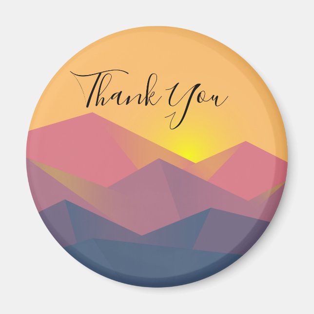 Rustic Mountains Geometric Minimalist Thank You Magnet (Front)