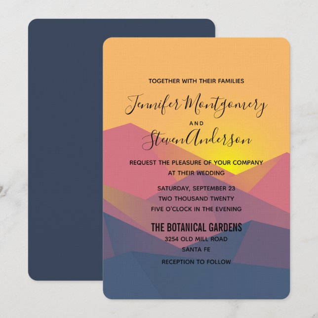 Rustic Mountains Geometric Minimalist Wedding Invitation (Front/Back)