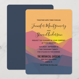 Rustic Mountains Geometric Minimalist Wedding Invitation
