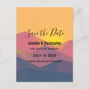 Rustic Mountains Geometric Polygons Save the Date Invitation Postcard