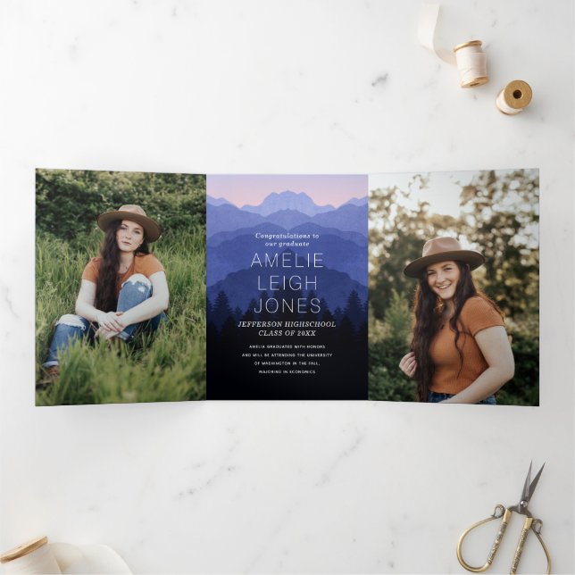 Rustic Mountains Graduation Party Tri-Fold  (Inside)