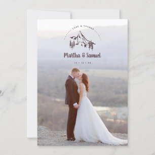 Rustic Mountains Landscape Romantic Photo Wedding Thank You Card