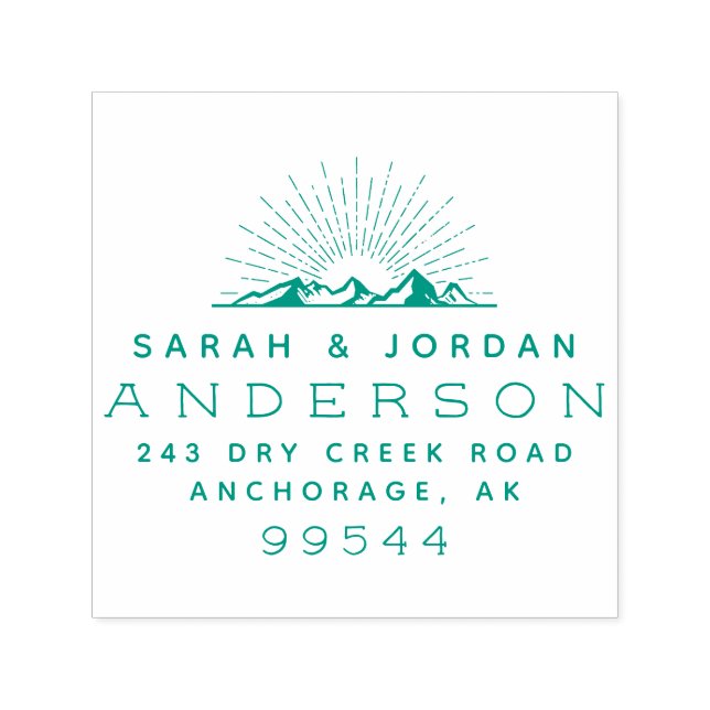Rustic Mountains Married Couple Return Address Self-inking Stamp (Design)