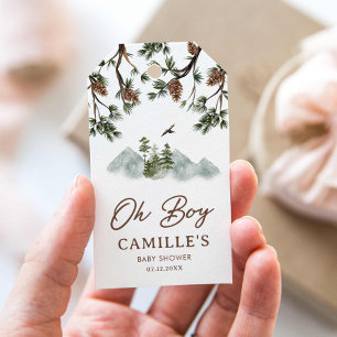 Rustic Mountains Oh Boy Baby Shower Favour Tags