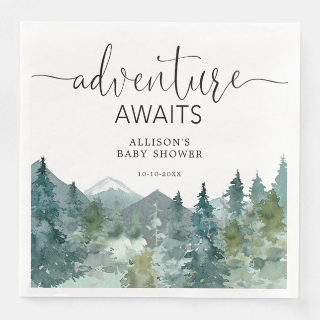 Rustic mountains outdoor theme forest woods napkin (Front)