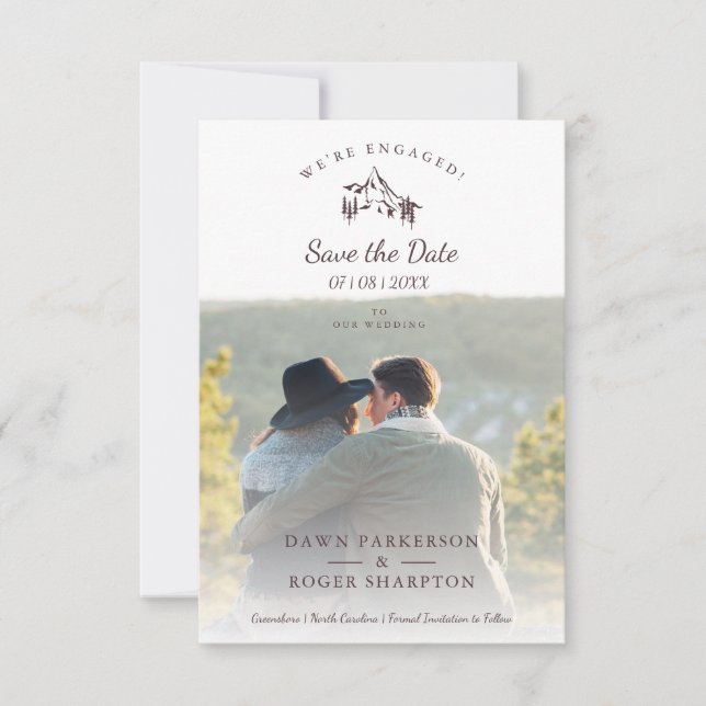 Rustic Mountains Photo Engaged Couple (Front)