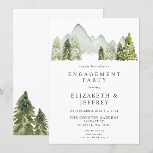 Rustic Mountains Pine Engagement Party  Invitation