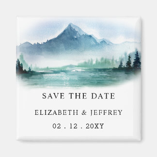 Rustic Mountains Pine Save The Date Magnet