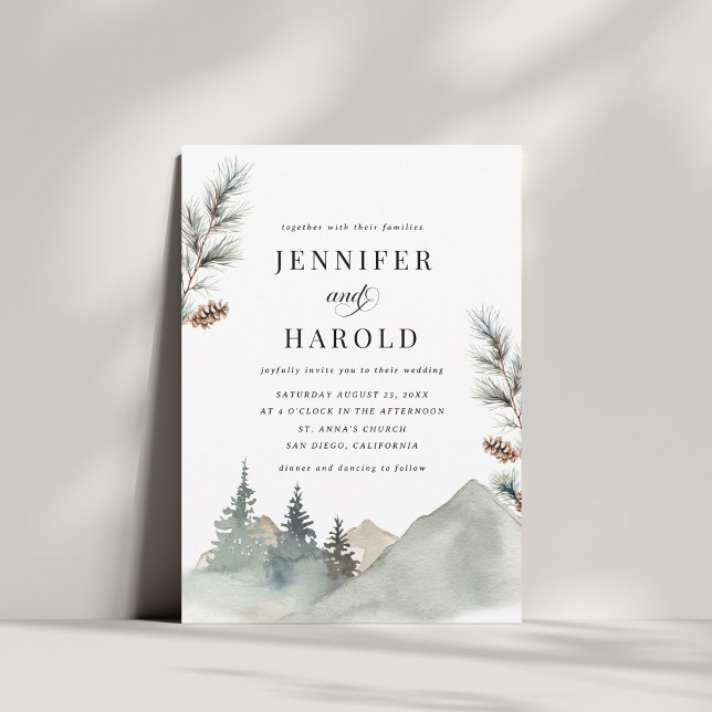 Rustic Mountains Pine Tree Forest Nature Wedding Invitation (Creator Uploaded)