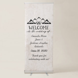 Rustic Mountains & Pine Trees Wedding Welcome Retractable Banner