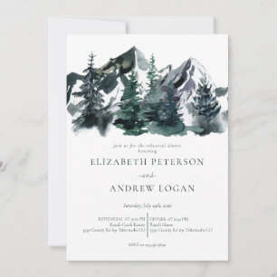 Rustic Mountains Rehearsal Dinner Invitation