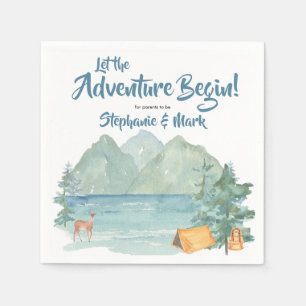 Rustic Mountains Watercolor Adventure Baby Shower Napkin