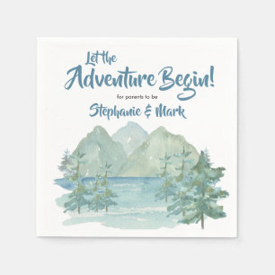 Rustic Mountains Watercolor Adventure Baby Shower  Napkin