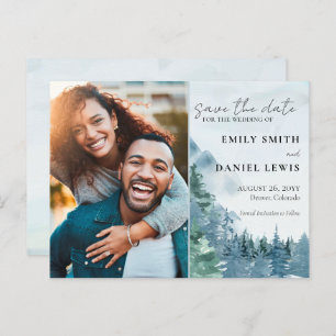 Rustic Mountains Wedding Budget Save the Date Card