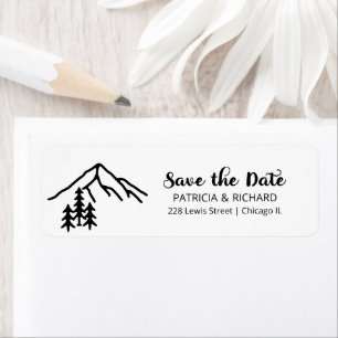 Rustic Mountains Wedding Save The Date Label