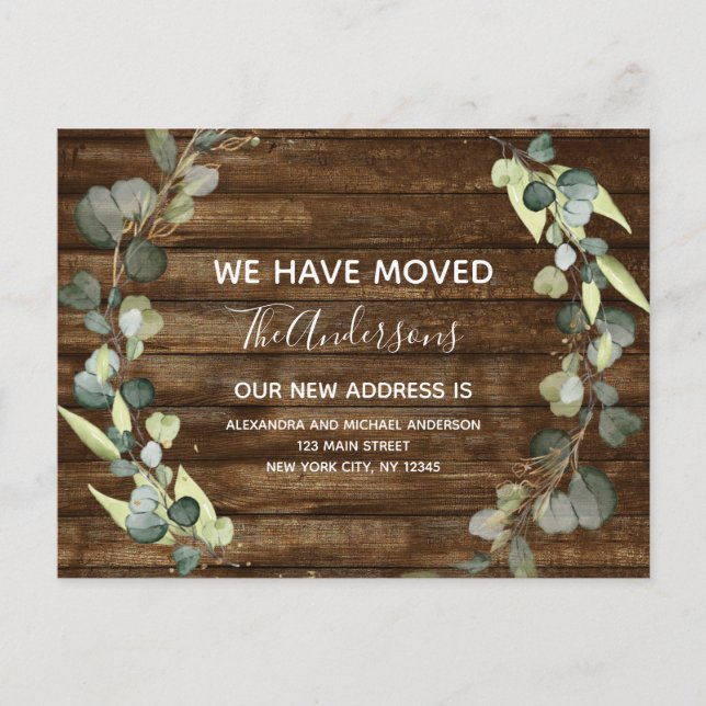 Rustic Moving Announcement Eucalyptus Greenery (Front)