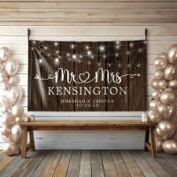 Rustic Mr Mrs Heart String Lights Wood Wedding