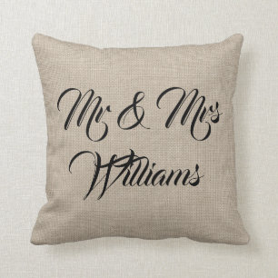 Rustic Mrs. & Mrs. Pillow