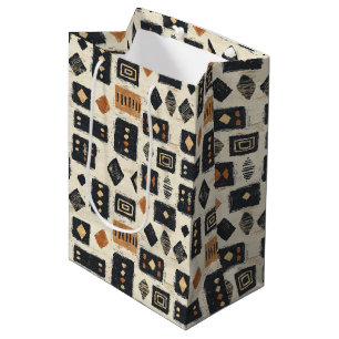 Rustic Mudcloth Geometric Pattern (1) Medium Gift Bag
