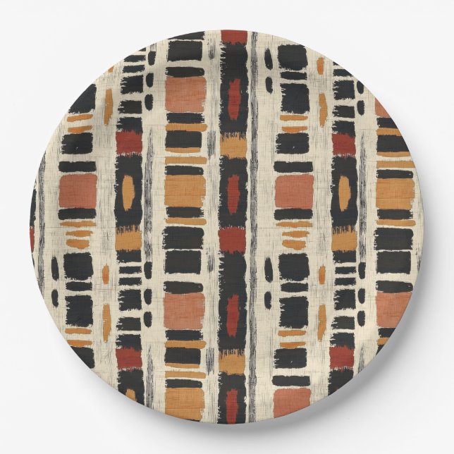 Rustic Mudcloth Geometric Pattern (1) Paper Plate (Front)