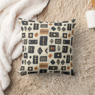Rustic Mudcloth Geometric Pattern (2) Cushion