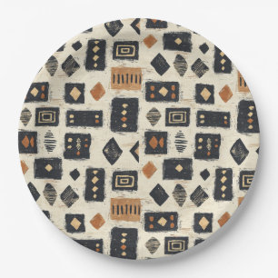 Rustic Mudcloth Geometric Pattern (2) Paper Plate