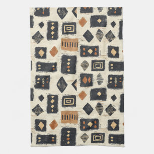 Rustic Mudcloth Geometric Pattern (2) Tea Towel