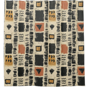 Rustic Mudcloth Geometric Pattern (3) Shower Curtain