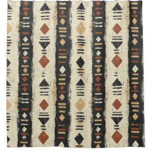 Rustic Mudcloth Geometric Pattern (4) Shower Curtain