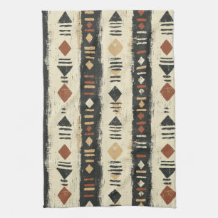 Rustic Mudcloth Geometric Pattern (4) Tea Towel