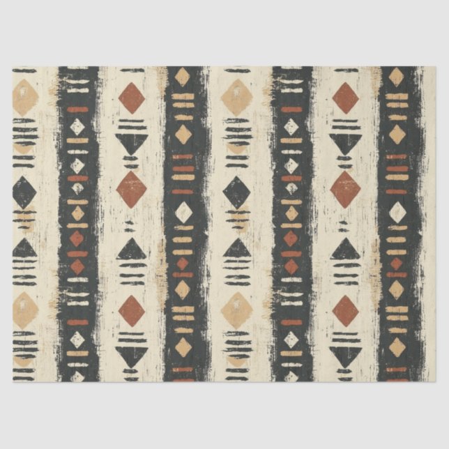 Rustic Mudcloth Geometric Pattern (4) Tissue Paper (Front)