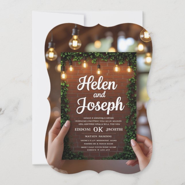 Rustic Multi-Event Brick Wall Wedding Invitation w (Front)