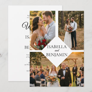 Rustic Multi Photo Simple Outdoor Floral Wedding Invitation