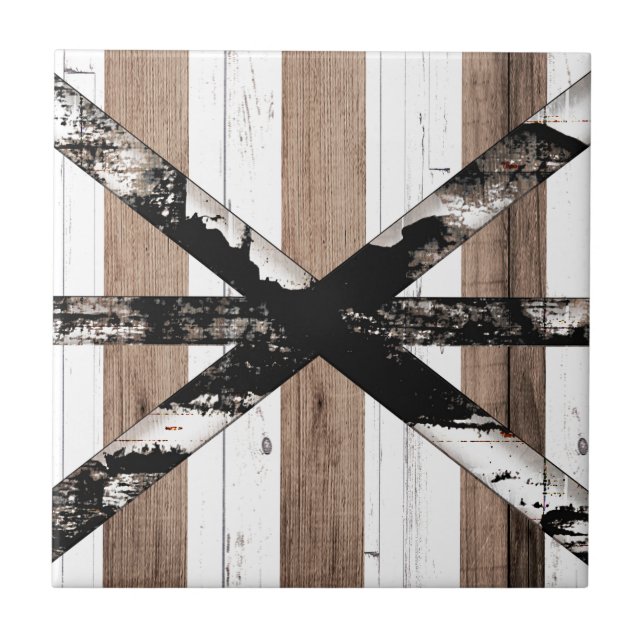 Rustic Multi Wood White & Brown Barn Door Tile (Front)