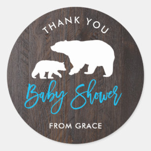 Rustic Mum and Baby Bear Baby Shower Sticker