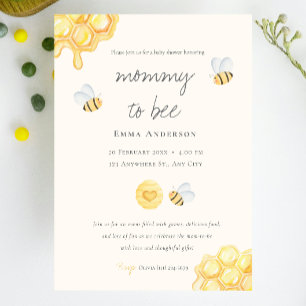 Rustic Mummy to bee Baby Shower Invitation