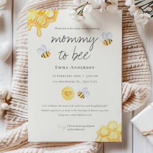 Rustic Mummy to bee Baby Shower Invitation